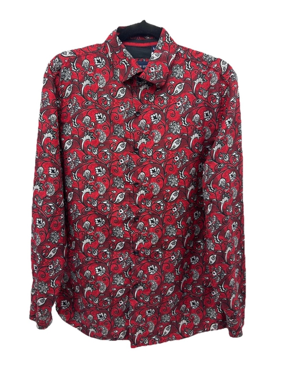 Men's Red Paisley Casual Button-Down Shirt - Classic Fit